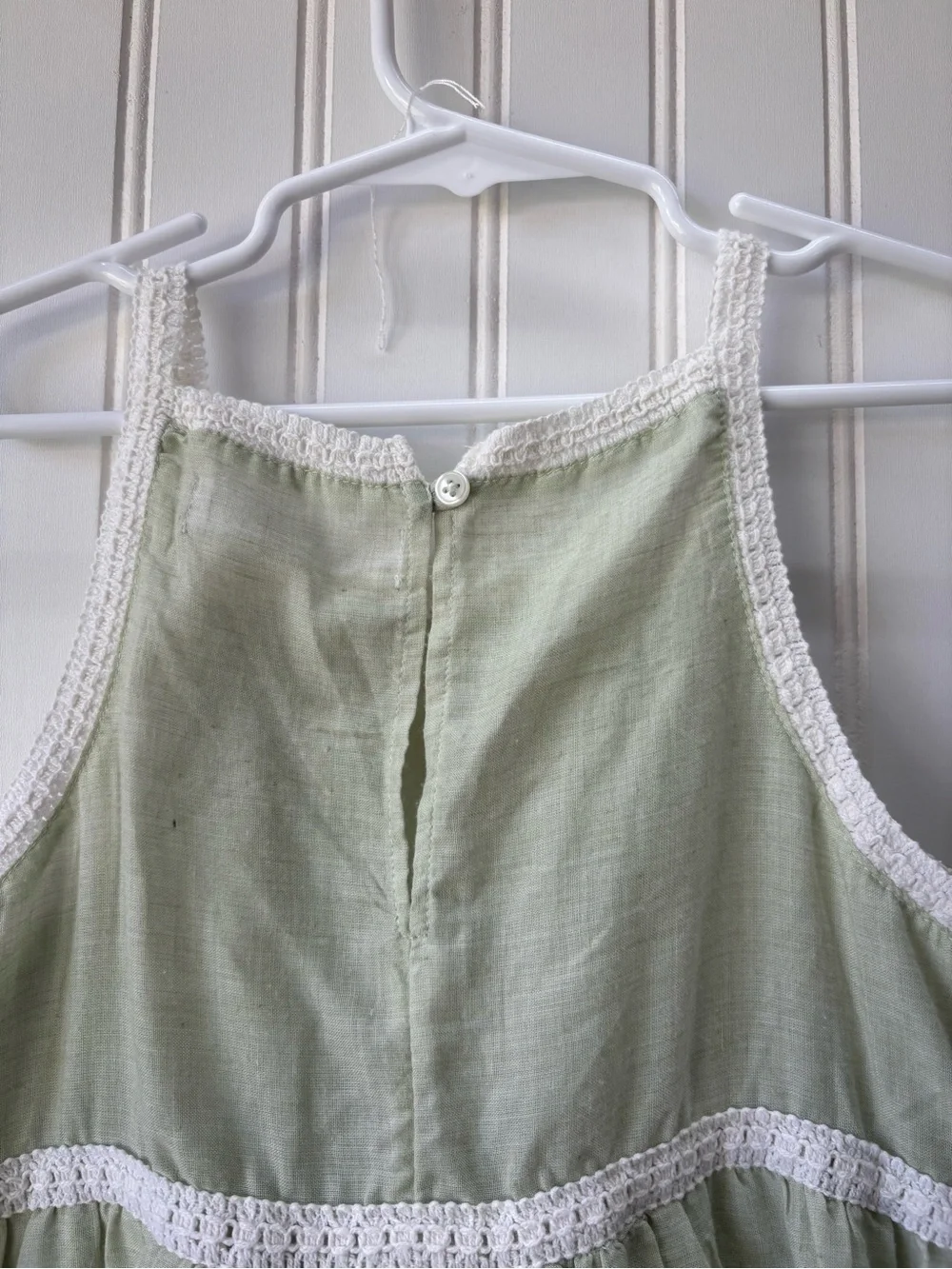 Zara girls Pastel Green Embroidered garden tea party Sundress with White Trim